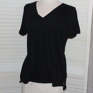 a.n.a. Black V Neck Short Sleeve  T sz L